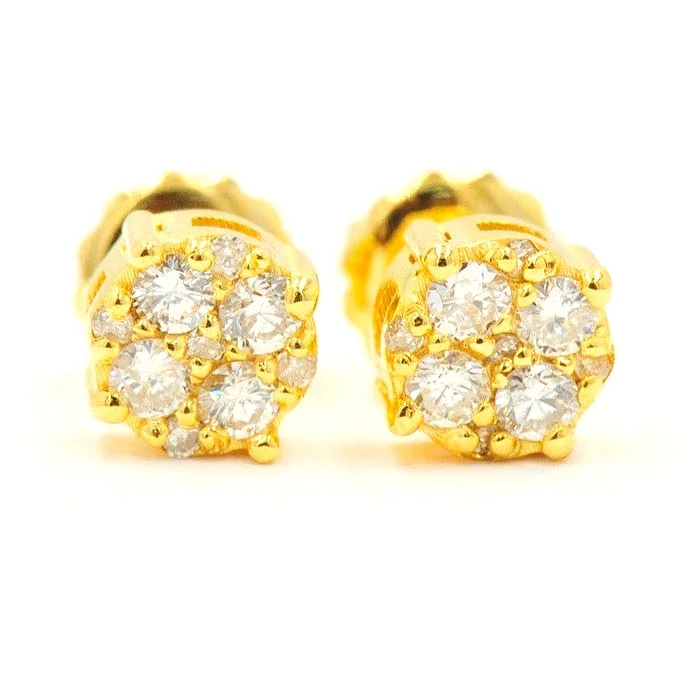 Hoop earrings with textured gold for a refined and sophisticated aesthetic-Custom 0.35CT Diamond Cluster / Flower Earrings