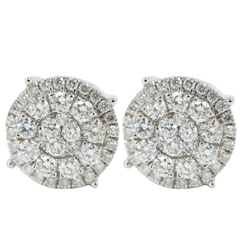 Best hoop earrings with smooth ceramic finishes for a polished, clean style-0.85 CTTW DIAMOND ROUND CLUSTER EARRINGS WITH HALO