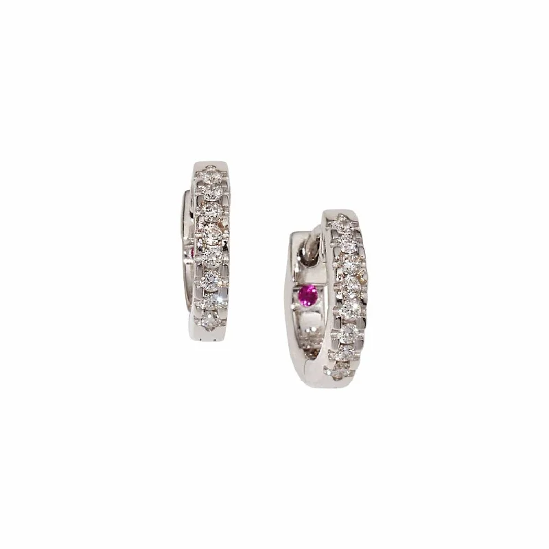 Hoop earrings with removable pendants for a versatile and customizable accessory-Single Line Diamond Extra Small Huggie Earrings