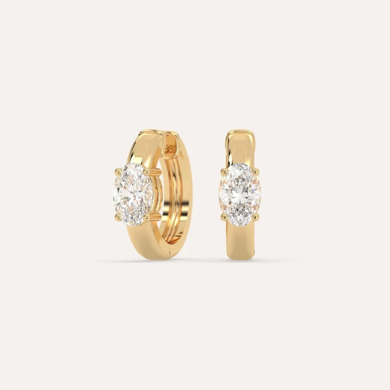 Best hoop earrings with satin ribbons for a soft, feminine appearance-1 carat Oval Diamond Hoop Earrings