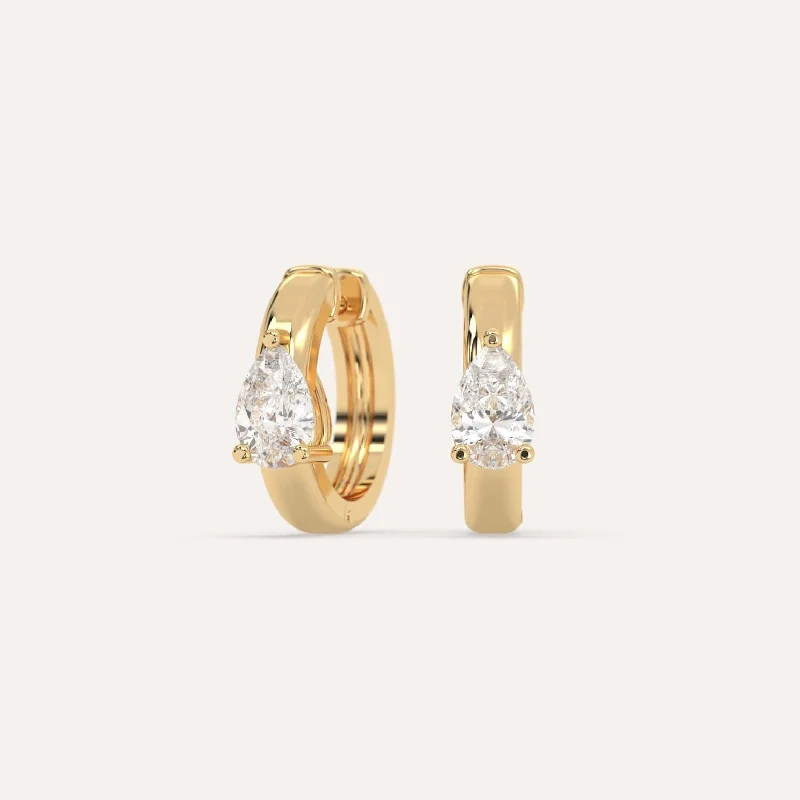 Best hoop earrings with snake chain details for a sleek and modern touch-1 carat Pear Diamond Hoop Earrings