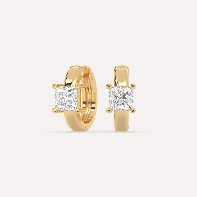 Hoop earrings with floral motifs for a feminine and nature-inspired look-1 carat Princess Diamond Hoop Earrings