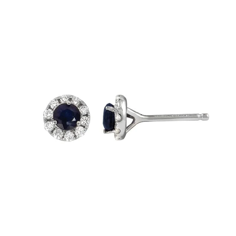 Hoop earrings with a matte finish for a sleek and sophisticated appearance-Blue Sapphire and Diamond Earrings