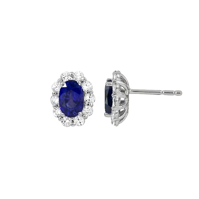 Best hoop earrings with infinity designs for a timeless and meaningful symbol-Blue Sapphire and Diamond Halo Earrings