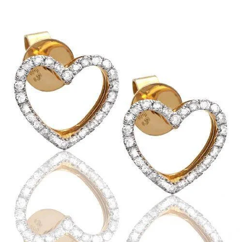 Hoop earrings with enamel stripes for a colorful and eye-catching design-14K 0.35 CTTW DIAMOND OPEN HEART EARRINGS