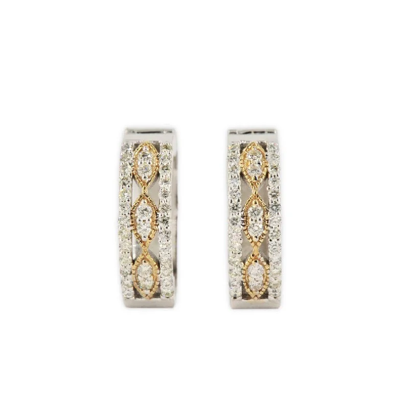 Best hoop earrings with delicate chain details for a trendy and stylish design-JDTK-p22-132-1 -Two Tone  Gold and  Diamond Hoop Earrings