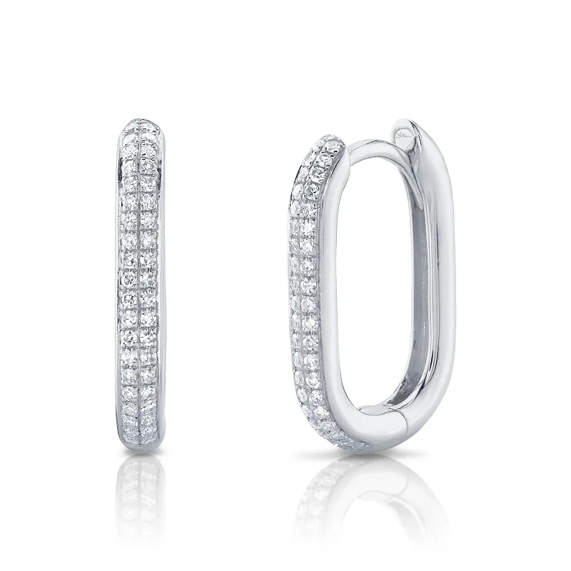 Best hoop earrings with minimalist designs for a clean and modern aesthetic-Diamond Oblong Hoop Earrings