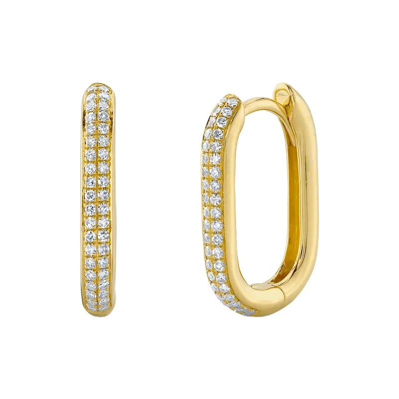 Best hoop earrings with lever-back closures for secure and easy wear-Diamond Oblong Hoop Earrings