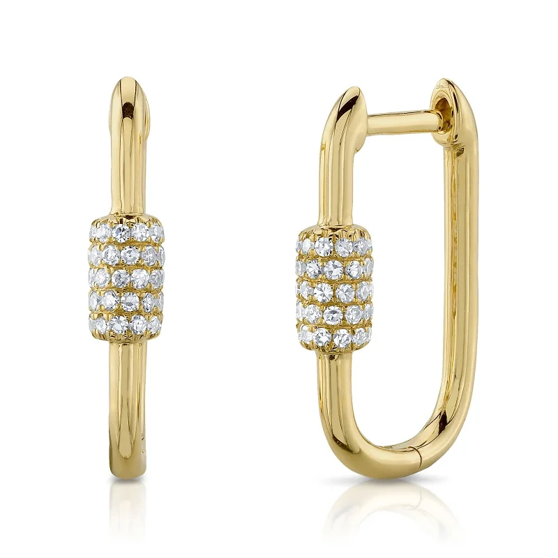 Hoop earrings with removable pendants for a versatile and customizable accessory-Diamond Oblong Hoops