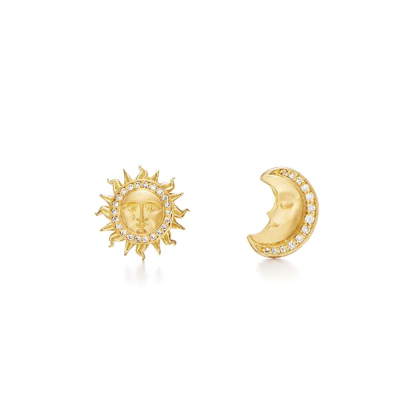 Hoop earrings with pearl accents for a chic and classic style-18K Sole Luna Post Earrings