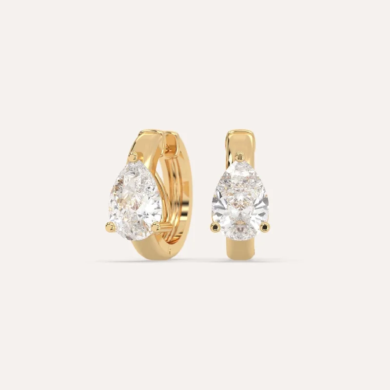 Hoop earrings with abstract shapes for an artistic and creative touch-2 carat Pear Diamond Hoop Earrings