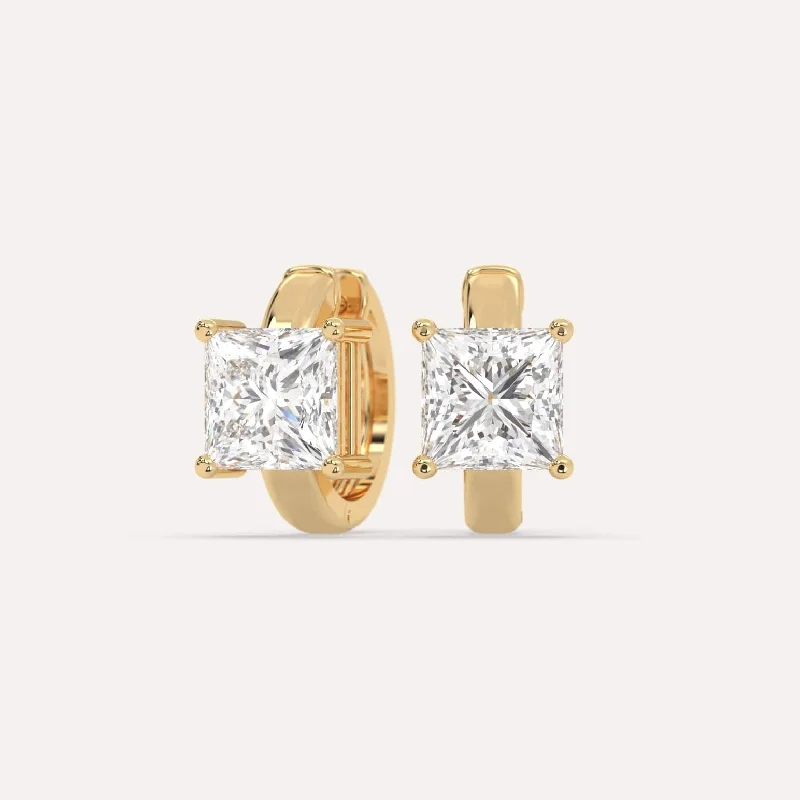 Best hoop earrings with geometric shapes for a modern and artistic appeal-3 carat Princess Diamond Hoop Earrings