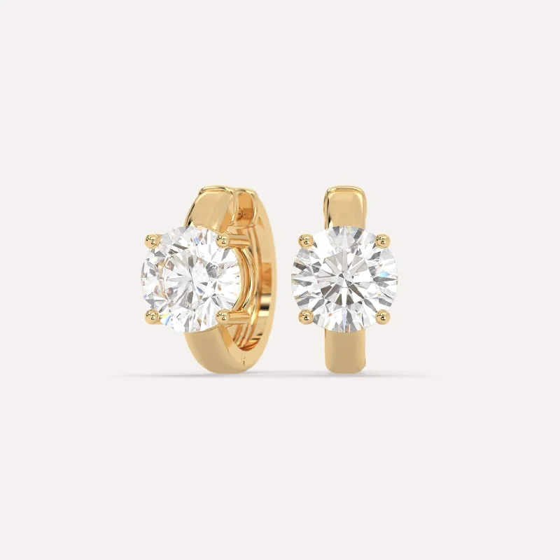 Best hoop earrings with gold-plated finishes for an affordable luxury vibe-3 carat Round Diamond Hoop Earrings