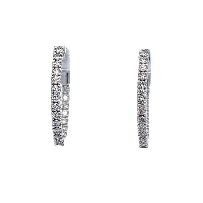 Best hoop earrings with minimalist designs for a clean and modern aesthetic-Mountz Collection Diamond Inside-Outside Oval Hoops in 14K White Gold