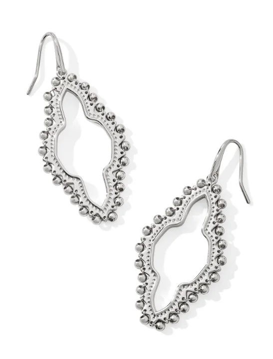 Best hoop earrings with sterling silver for an affordable and chic design-Abbie Silver Beaded Open Frame Earrings by Kendra Scott