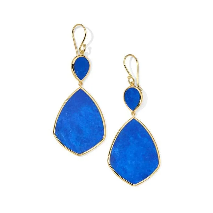 Large hoop earrings for a bold and statement-making fashion accessory-Ippolita Polished Rock Candy Lapis Large Snowman Earrings in 18K Yellow Gold