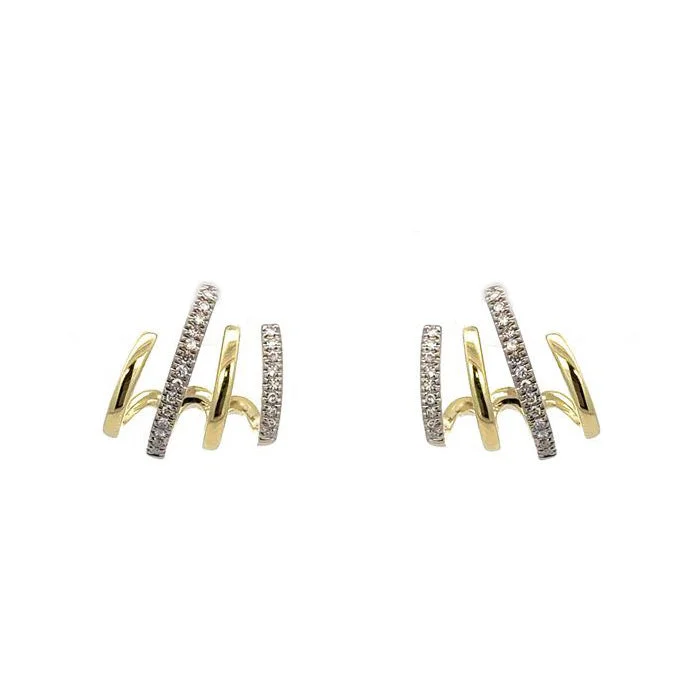 Best hoop earrings with snake-inspired designs for an edgy and fierce vibe-Mountz Collection 4-Row Huggie Earrings in 14K Yellow and White Gold