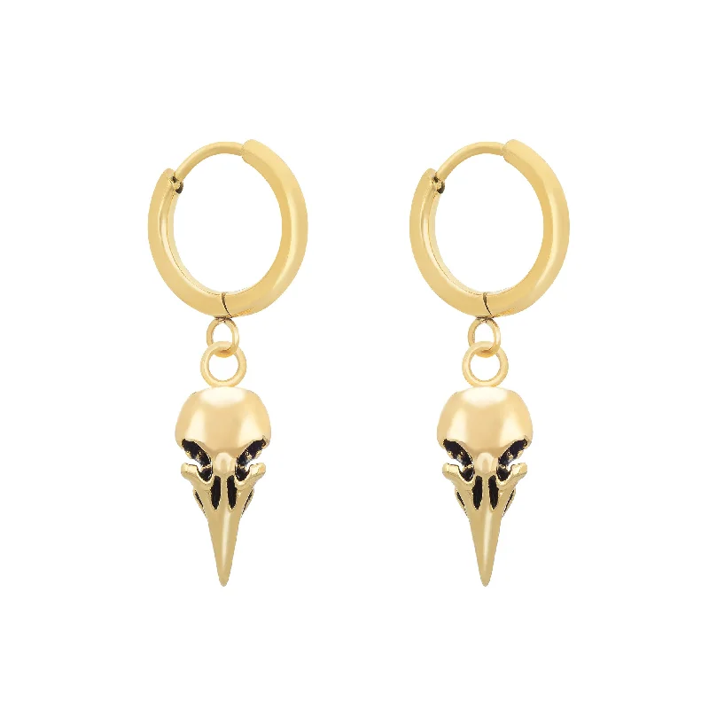 Best hoop earrings with matching bracelets for a coordinated jewelry set-Bird Skull Earrings