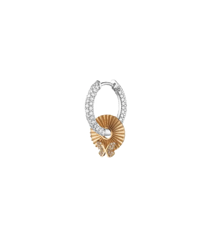 Hoop earrings with rhinestone-studded rims for a glamorous touch-Butterfly - Reverie : Gold Symbol Disk Small Pave Chubby Ear Hoop