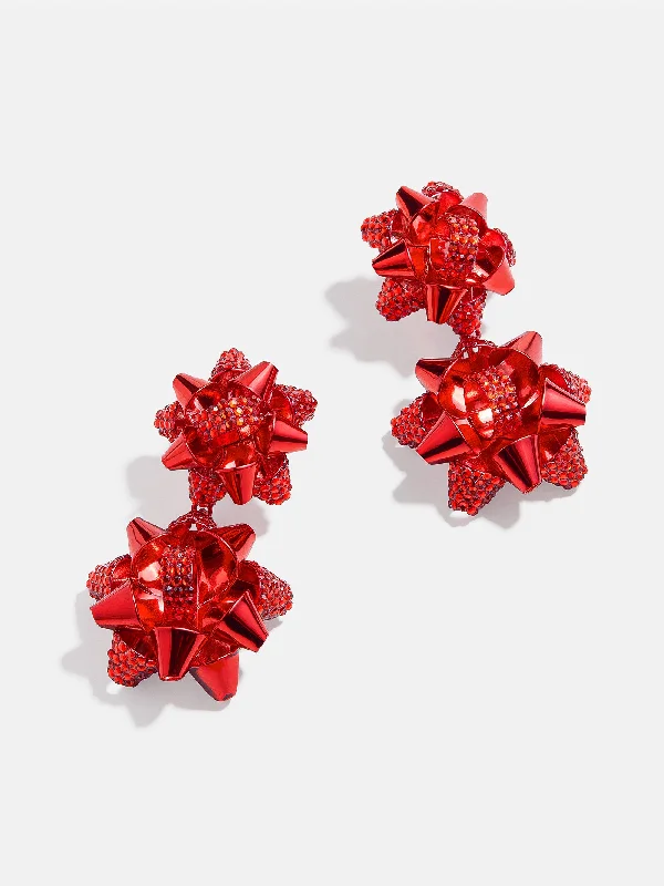 Hoop earrings with intricate designs for a unique and artistic appearance-Carol Statement Earrings - Red