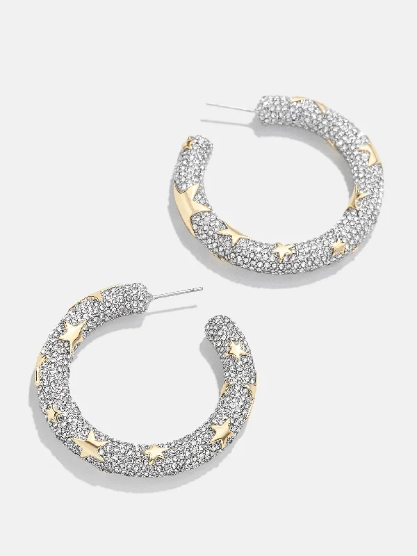 Hoop earrings with hammered textures for a boho-chic and rustic vibe-Celeste Earrings - Gold/Pavé