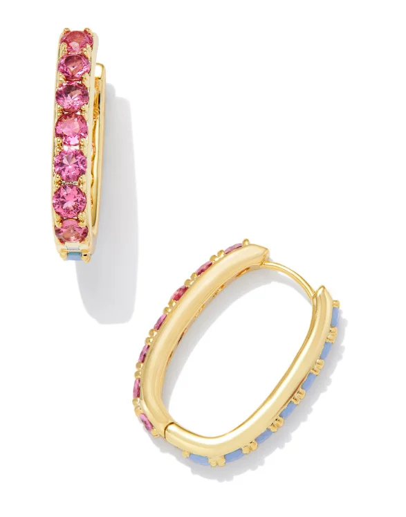 Best hoop earrings with blackened metal for an edgy and bold appearance-Chandler Yellow Gold Plated Pink Blue Mix Hoop Earrings by Kendra Scott