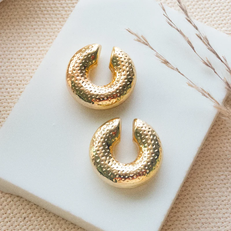 Hoop earrings with open designs for a modern, lighthearted vibe-Chunky Golden Ear Cuff