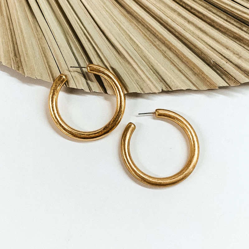 Best hoop earrings with sterling silver for an affordable and chic design-Clean Slate Large Hoop Earrings in Worn Gold Tone