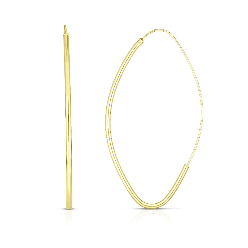 Best hoop earrings with satin ribbons for a soft, feminine appearance-14K Gold Medium Polished Marquise Fashion Hoop Earring