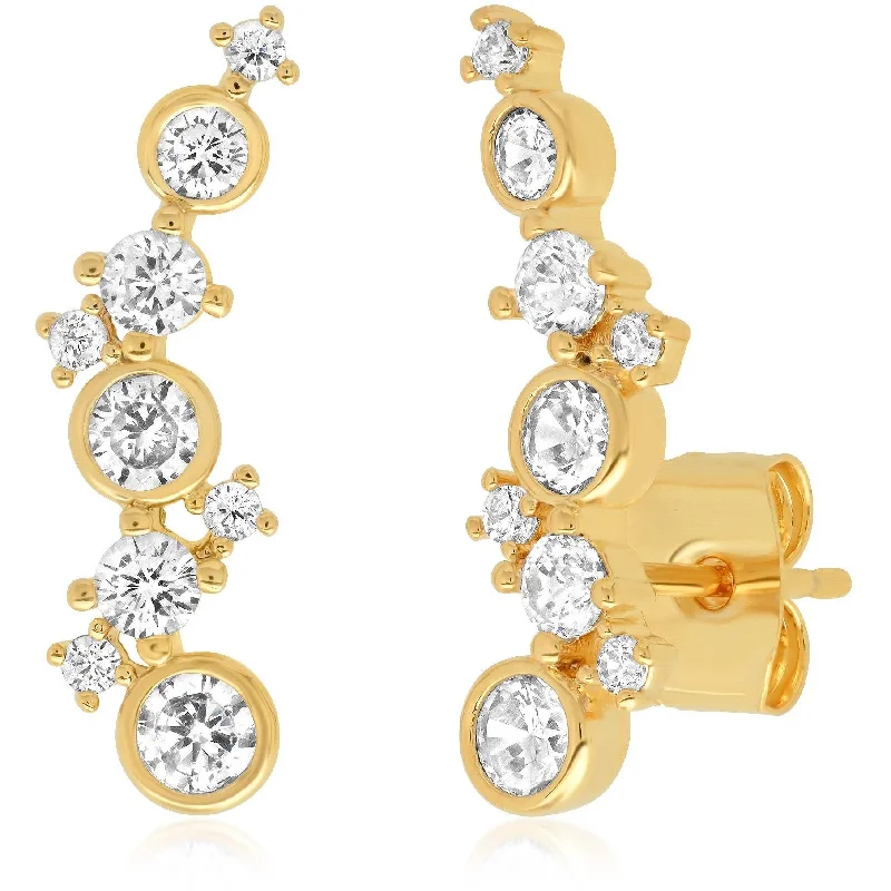 Best hoop earrings with cubic zirconia for a budget-friendly, dazzling look-TAI ELEGANT GOLD CLIMBERS WITH CZ ACCENTS