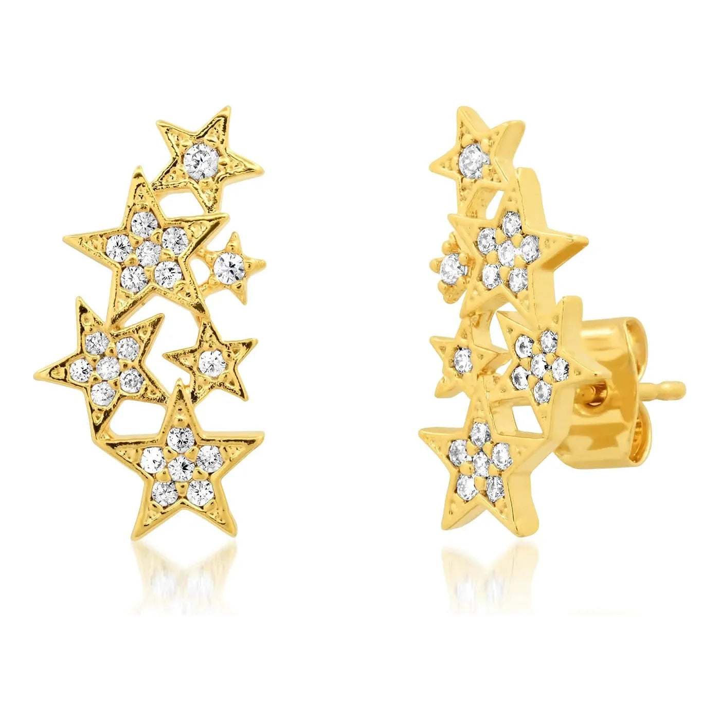 Hoop earrings with enamel stripes for a colorful and eye-catching design-TAI  Cluster of Stars Ear  Crawlers