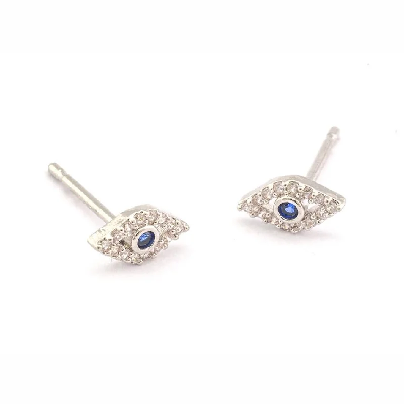 Hoop earrings with diamond-cut surfaces for added sparkle and shine-TAI EVIL EYE PAVE EARRINGS