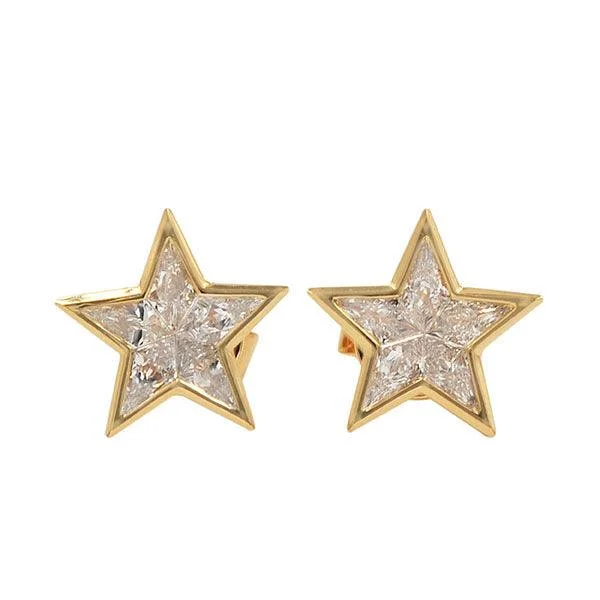 Hoop earrings with gold accents for a warm, elegant statement piece-VDE25362 - Diamond Star Earrings