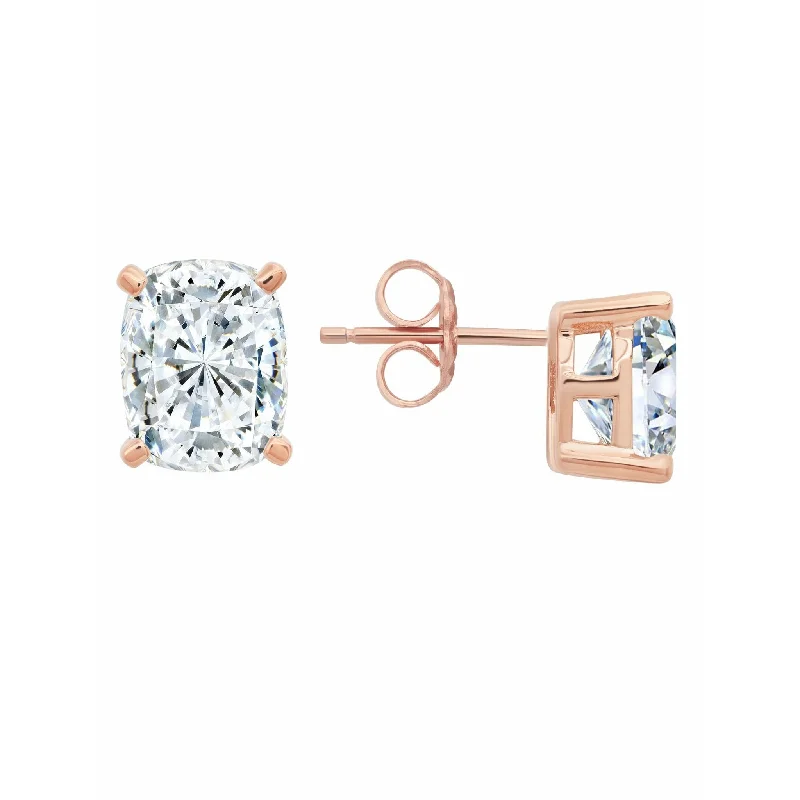 Best hoop earrings with turquoise stones for a bohemian-inspired vibe-CRISLU Radiant Cushion Cut Earrings finished in 18KT Rose Gold