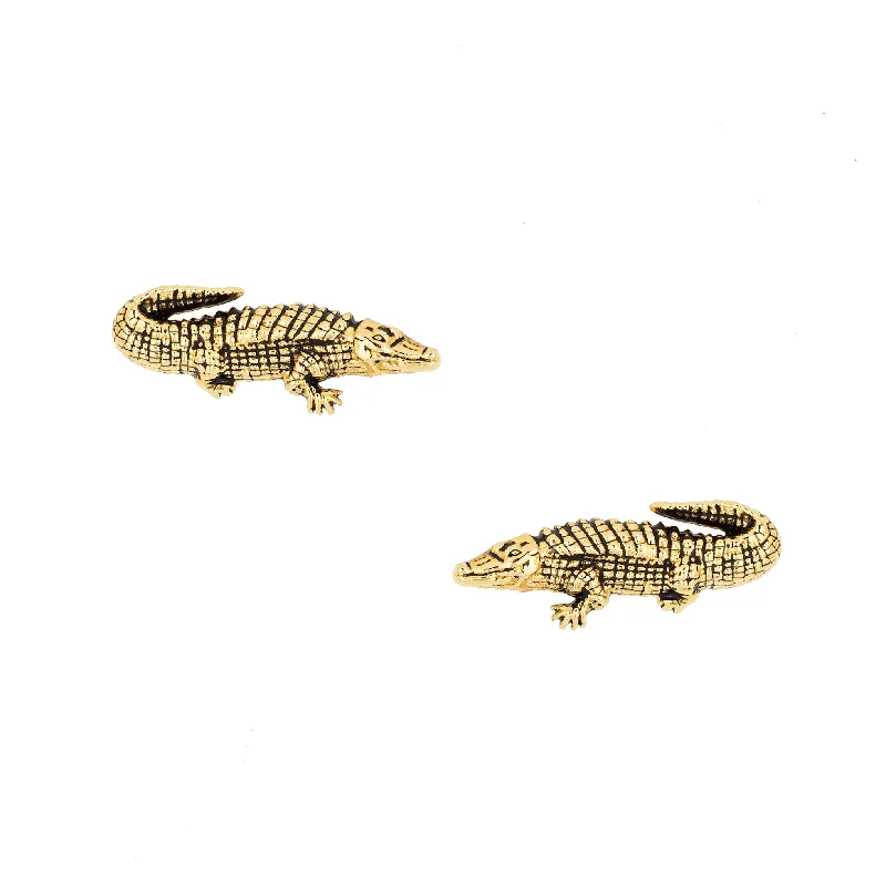 Best hoop earrings with angel wing accents for a spiritual and meaningful design-Crocodile Studs