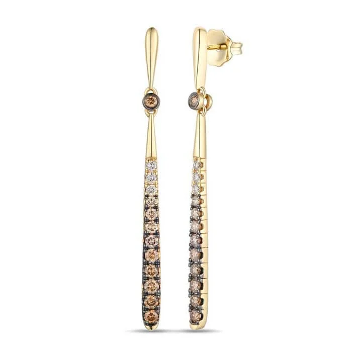 Hoop earrings with intricate designs for a unique and artistic appearance-Le Vian Earrings featuring Ombré Chocolate Diamonds in 14K Honey Gold