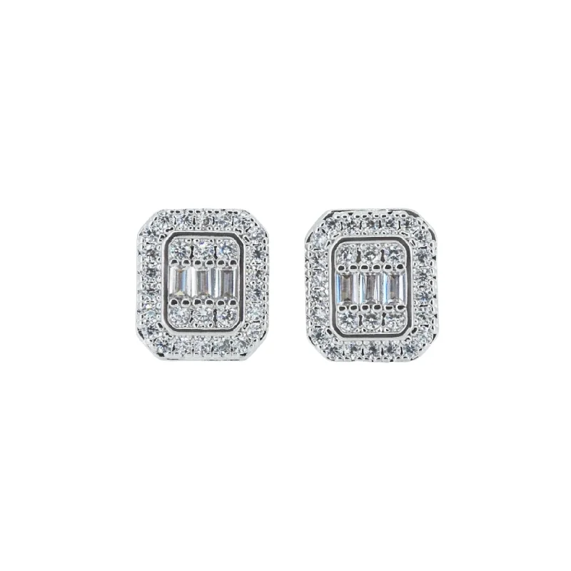 Best hoop earrings with vintage-style detailing for a nostalgic and timeless look-Rectangular Diamond Studs