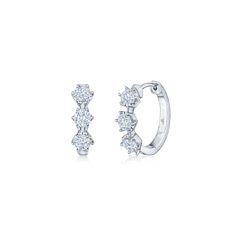 Classic hoop earrings with a thin profile for a sleek and subtle style-Starry Night Huggie Hoop Earrings with Diamonds