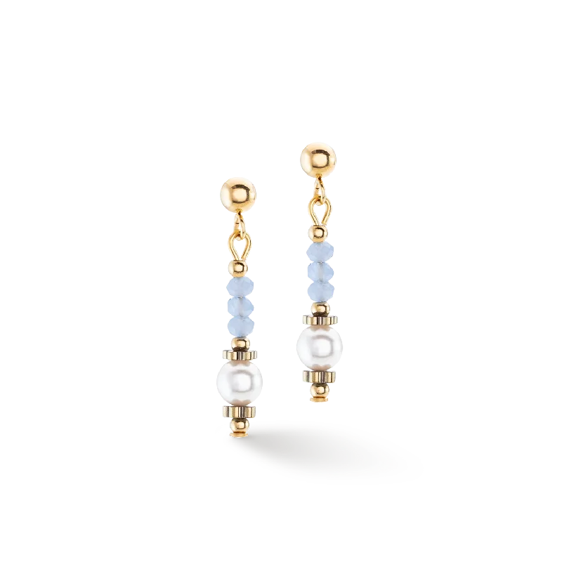 Hoop earrings with faceted crystals for added sparkle and shine-Earrings Little Twinkle Pearl Mix light blue