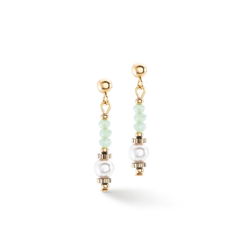 Hoop earrings with artistic filigree designs for an intricate, delicate finish-Earrings Little Twinkle Pearl Mix light green