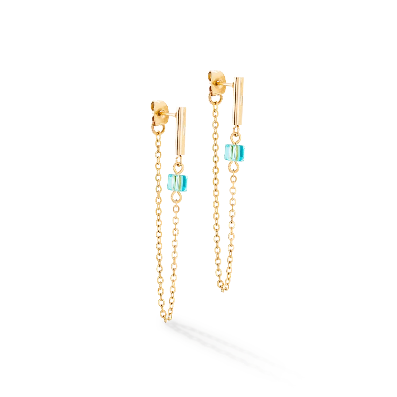 Hoop earrings with spiral designs for a dynamic and fluid look-Earrings Mini Cubes & Chain gold-multicolour