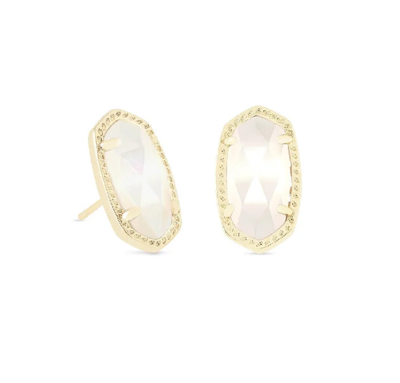 Best hoop earrings with asymmetrical designs for a fashion-forward, avant-garde look-Ellie Gold Plated Earrings in Ivory Pearl by Kendra Scott