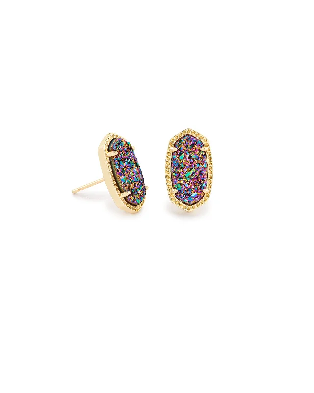 Best hoop earrings with marbled designs for a trendy and artistic effect-Ellie Gold Plated Earrings in Multi Drusy by Kendra Scott