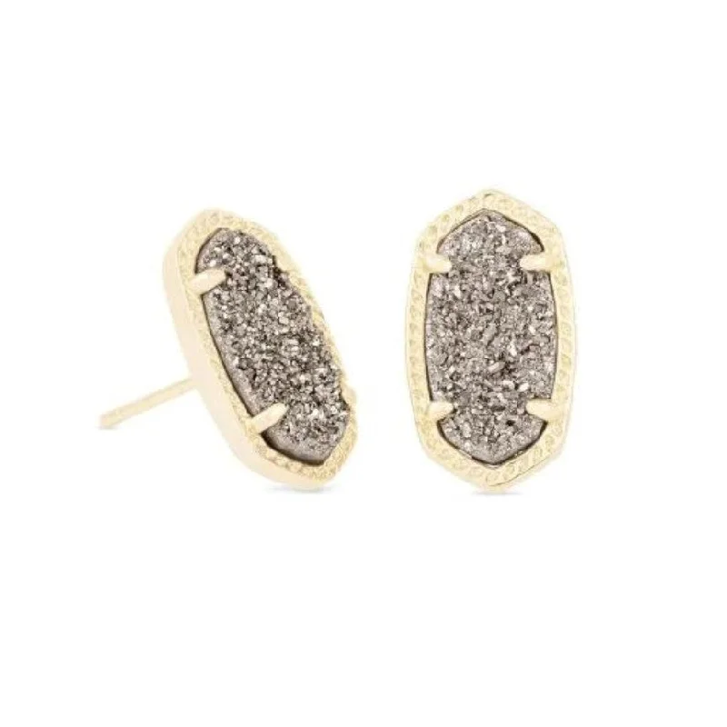 Best hoop earrings with twisted rope designs for a nautical-inspired style-Ellie Gold Plated Earrings in Platinum Drusy by Kendra Scott