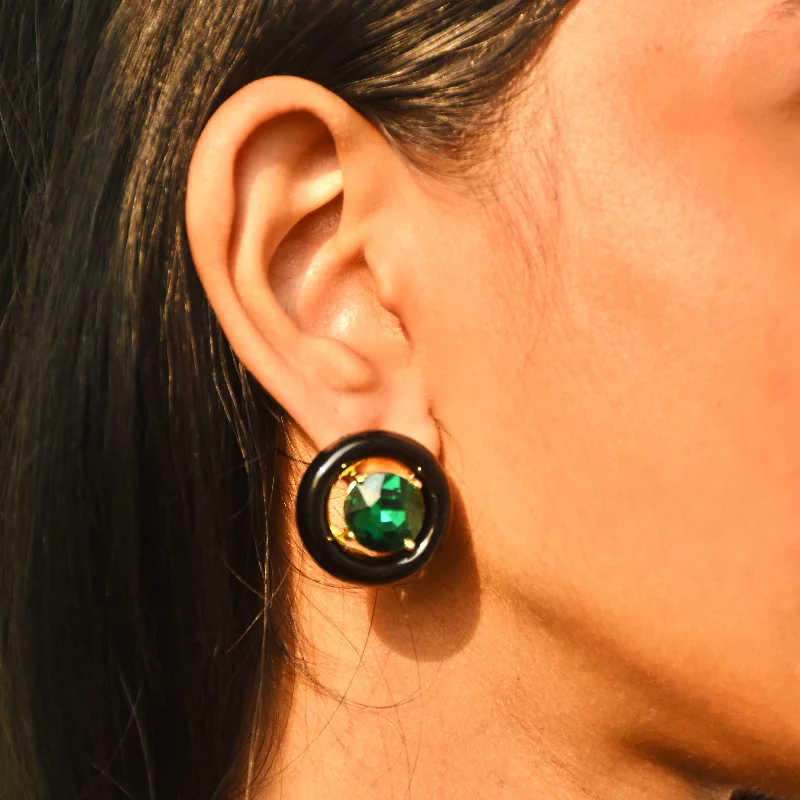 Best hoop earrings with smooth ceramic finishes for a polished, clean style-Emerald Noir Circlet Earrings