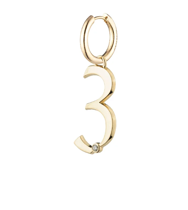 Small hoop earrings for a delicate and understated everyday wear-Engravable Number 3 : Oversized Small Chubby Ear Hoop