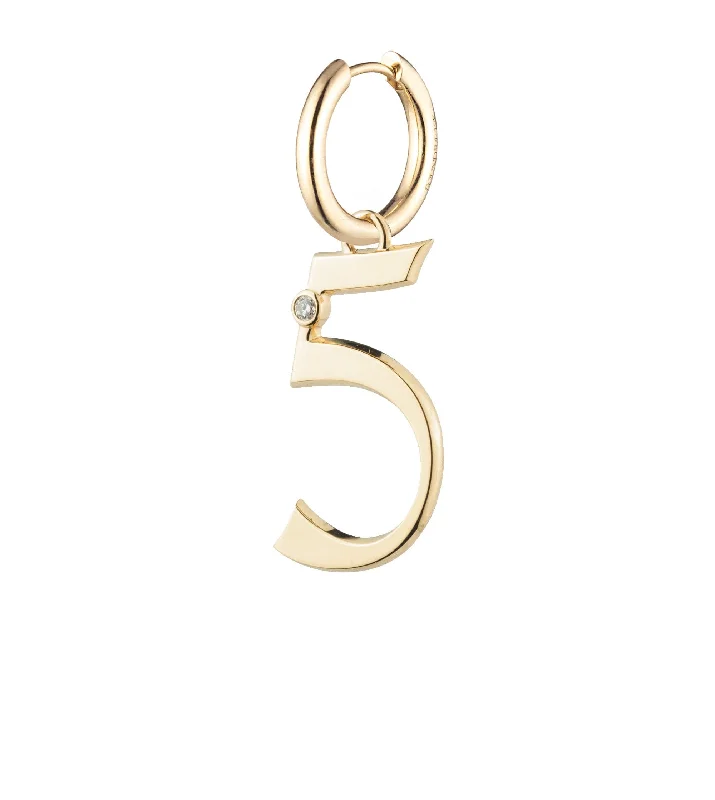 Best hoop earrings with rose gold for a romantic and warm aesthetic-Engravable Number 5 : Oversized Small Chubby Ear Hoop