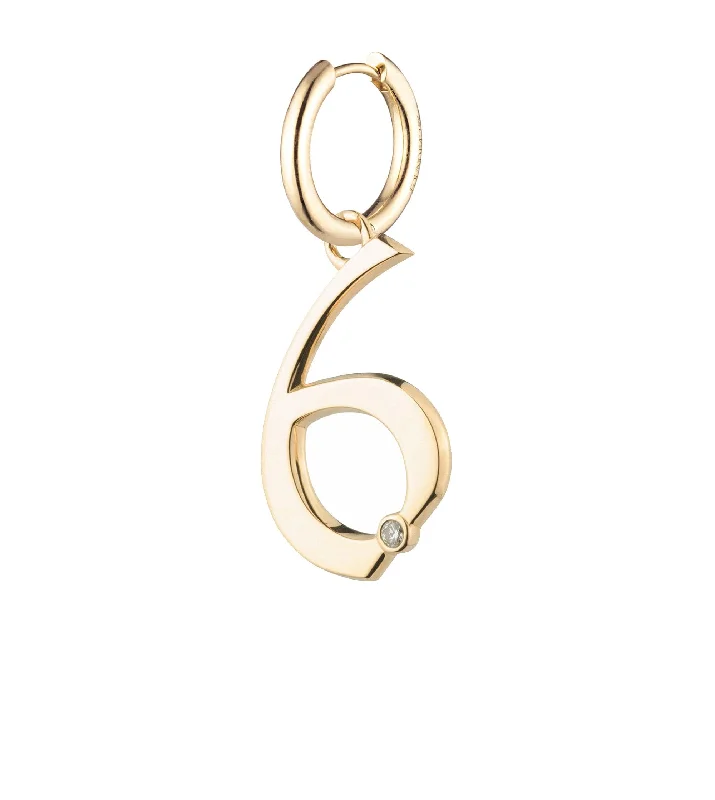 Hoop earrings with pearl accents for a chic and classic style-Engravable Number 6 : Oversized Small Chubby Ear Hoop