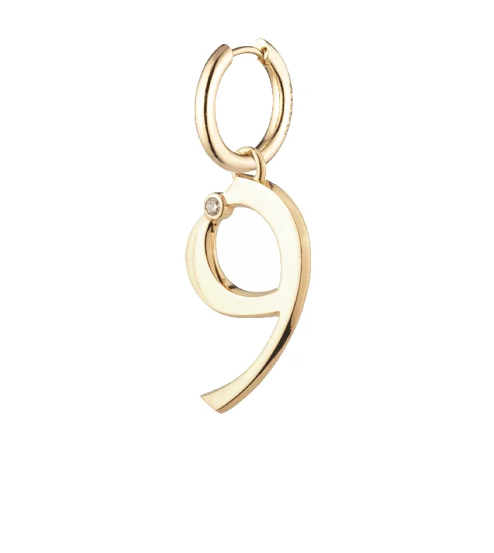 Best hoop earrings with minimalist designs for a clean and modern aesthetic-Engravable Number 9 : Oversized Small Chubby Ear Hoop