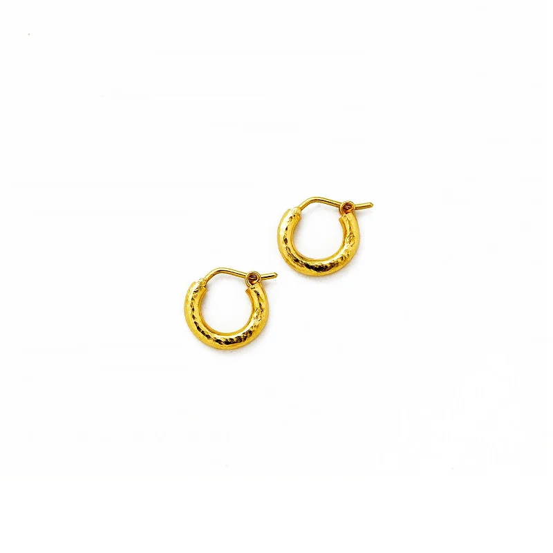 Hoop earrings with snake print designs for an edgy, wild appearance-Baby Hammered Hoops Earrings